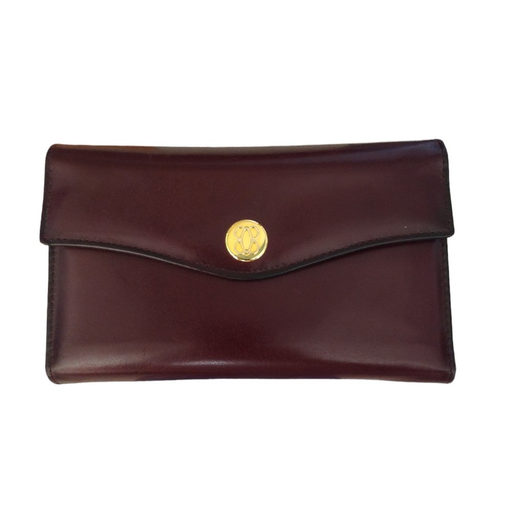Vintage Bosca Women's Leather Clutch‎ Wallet Burgundy Compartment FREE SHIPPING